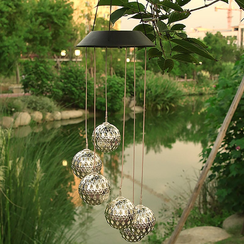 🌞Solar Metal Orb Wind Chime Mobile - Rainbow Color Changing LED Lights