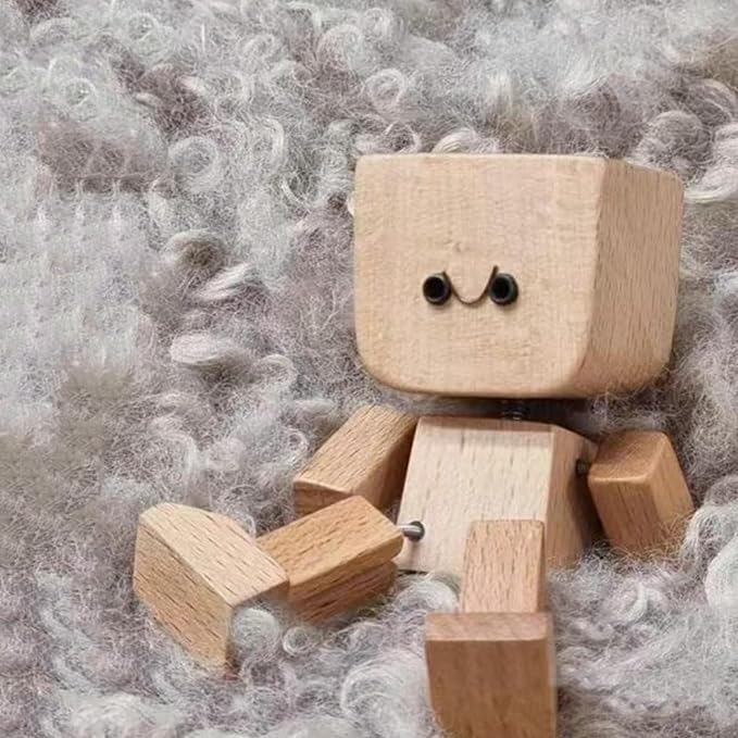 Charming Little Wooden Figure That Sways with 12Pcs Magnetic Expressions