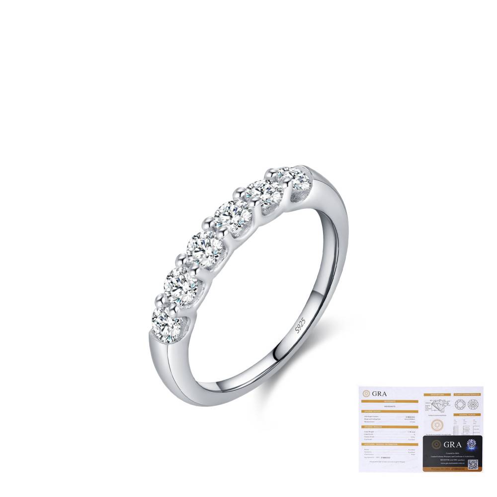 6-Stones Round Moissanite Ring