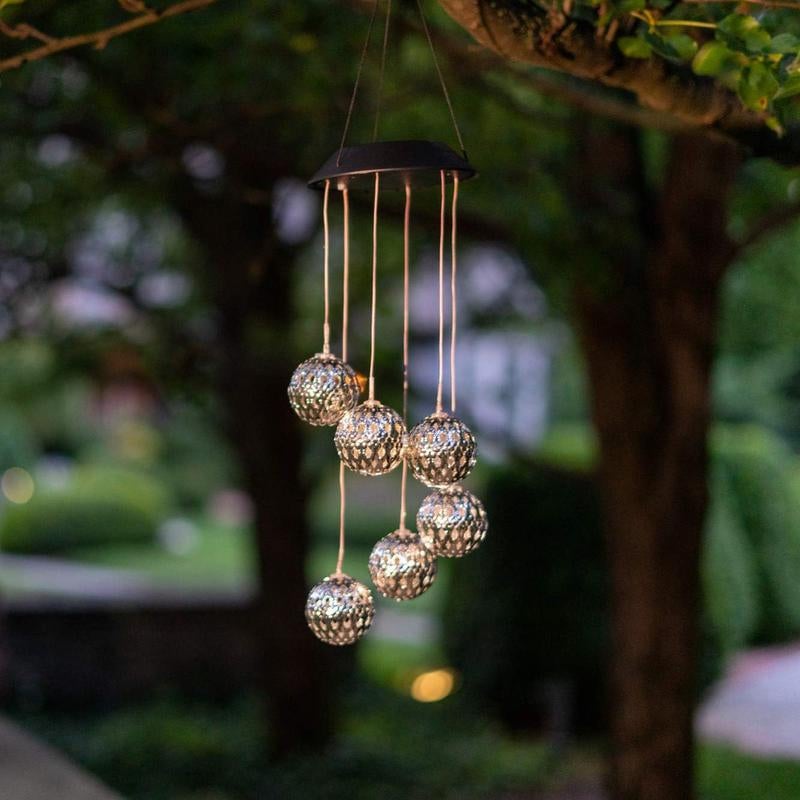 🌞Solar Metal Orb Wind Chime Mobile - Rainbow Color Changing LED Lights