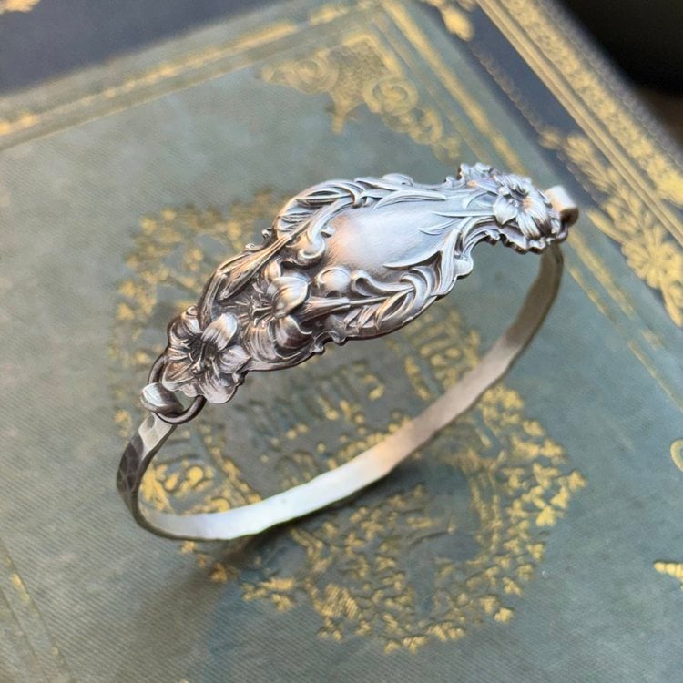 ✨Handmade Sterling Spoon Bangle - Crafted from Authentic Vintage Silverware