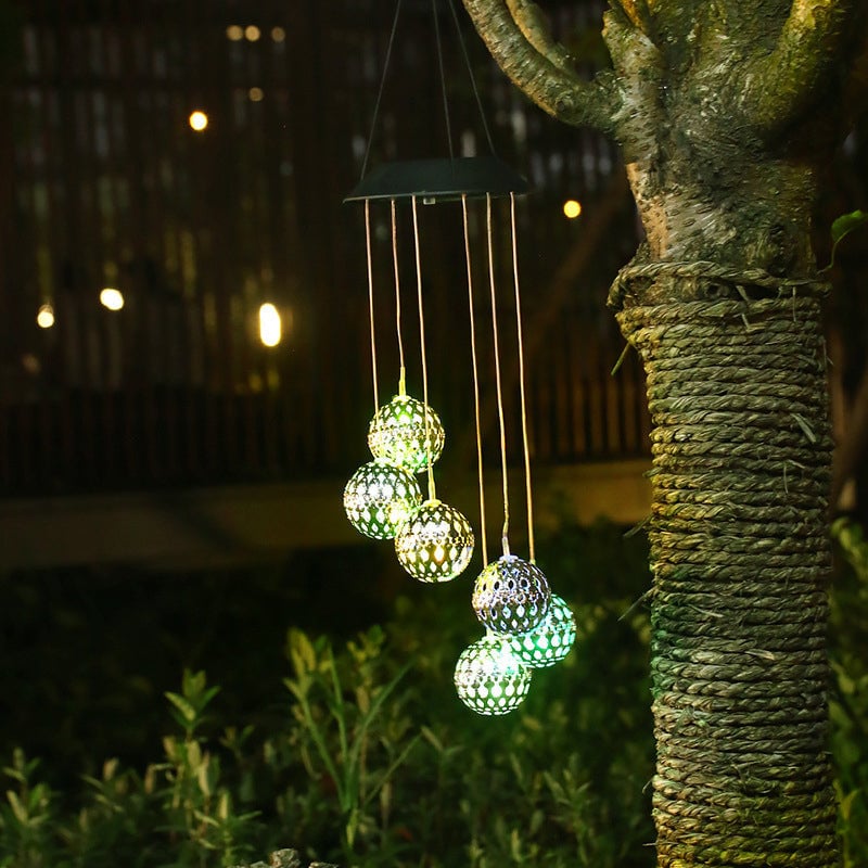 🌞Solar Metal Orb Wind Chime Mobile - Rainbow Color Changing LED Lights