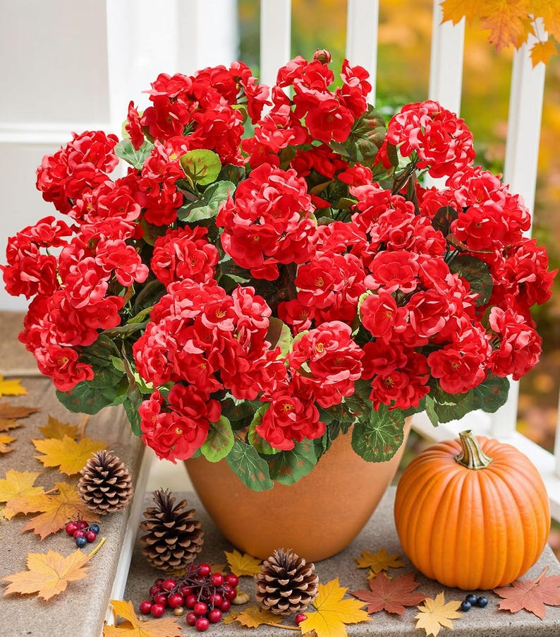 🔥Last Day Only $2.99 Each🌼- Artificial Geranium Flowers - UV resistant, Waterproof, Windproof