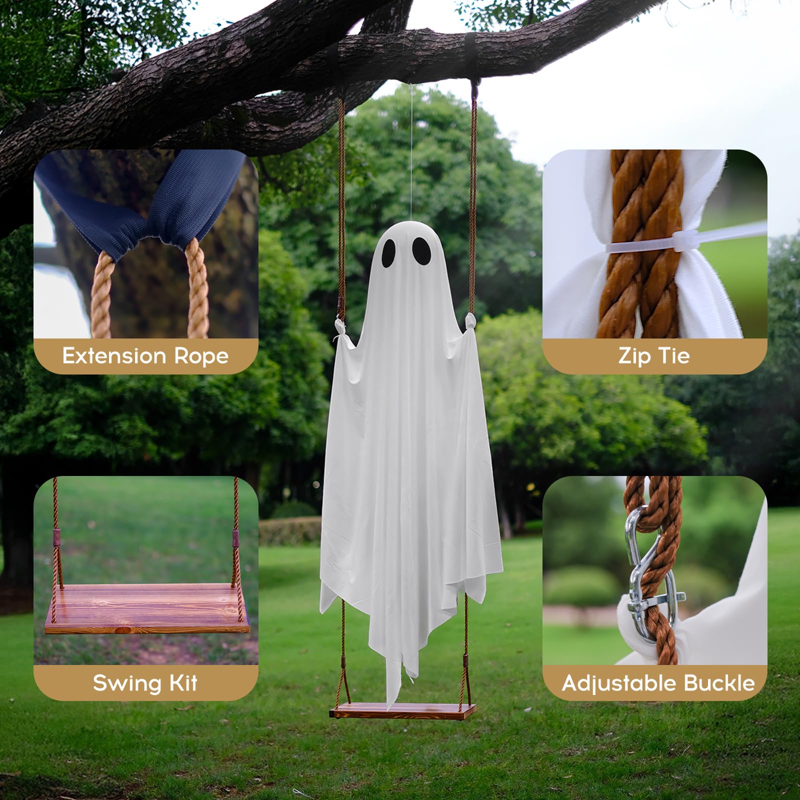 🔥Halloween Sale🔥Hanging Swing Glowing Ghost Decoration