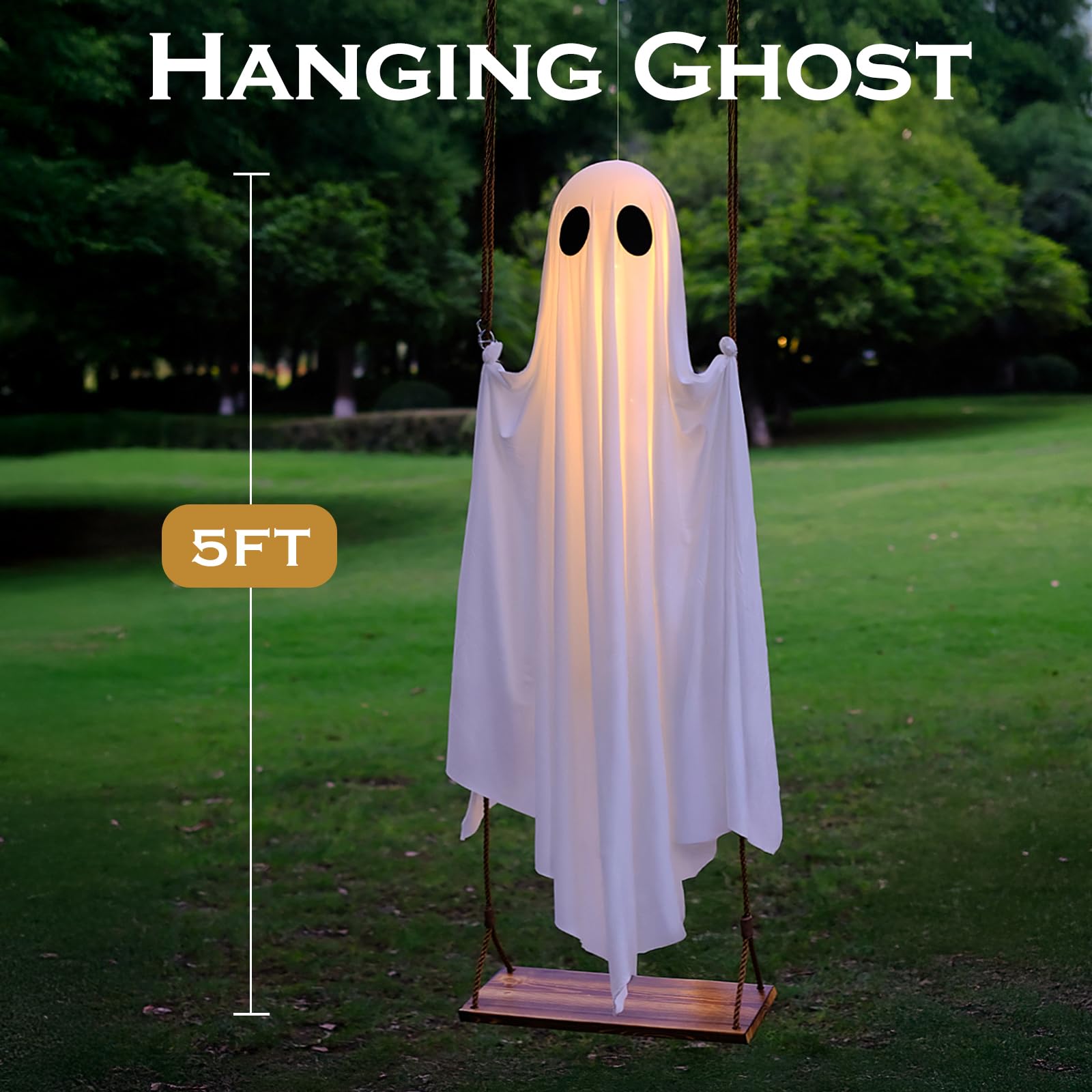 🔥Halloween Sale🔥Hanging Swing Glowing Ghost Decoration