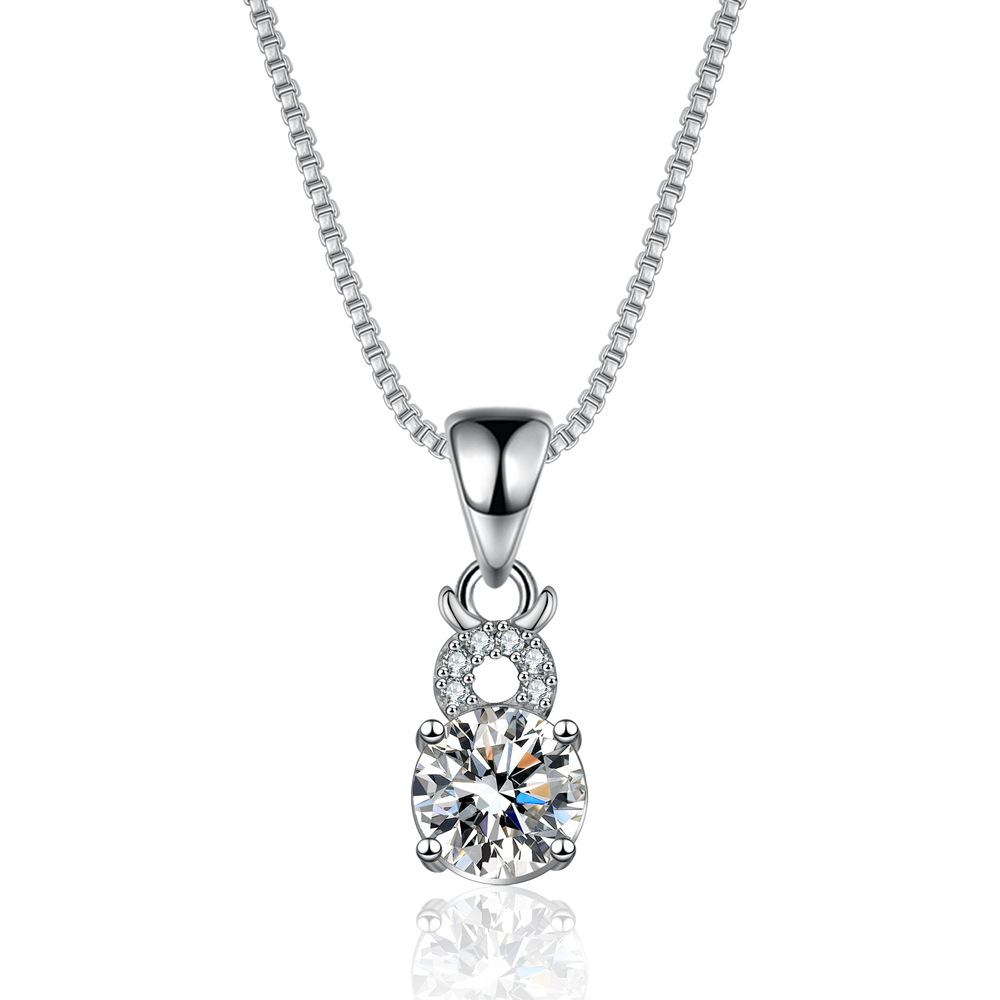 Snowman Moissanite Pendant Necklace