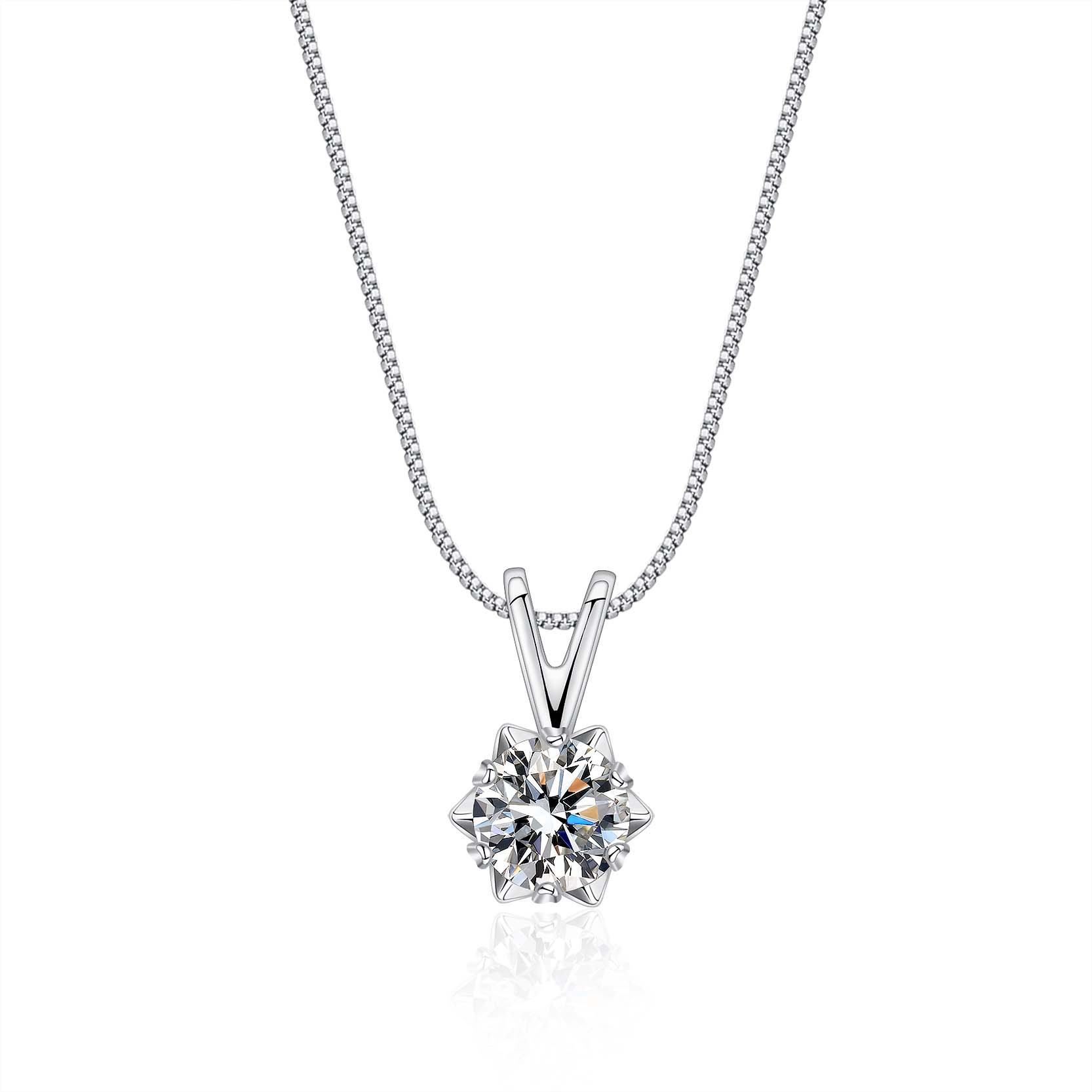 S925 Snowflake Six-Prong Moissanite Pendant Necklace