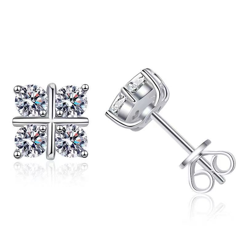 Brilliant Cross Design Moissanite Earrings