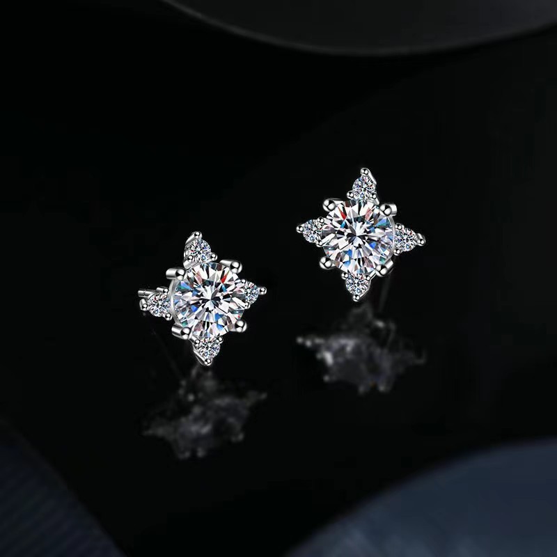 Lucky Four-Leaf Clover Moissanite Earrings