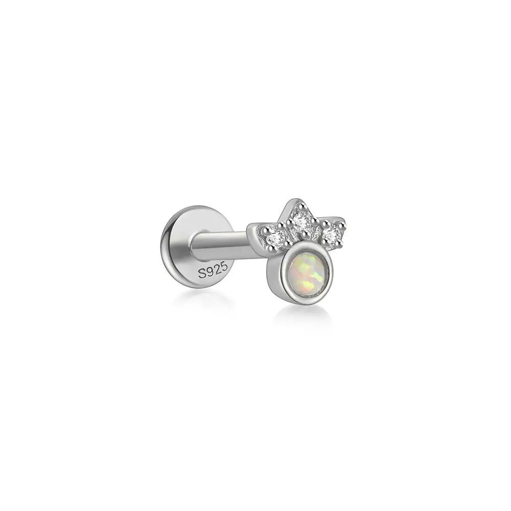 Opal Moissanite Flatback Earring
