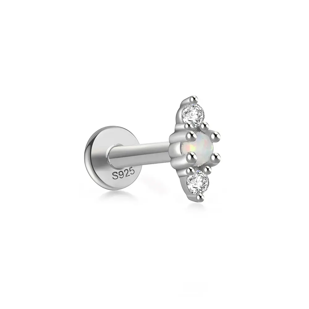 Opal Moissanite Flatback Earring