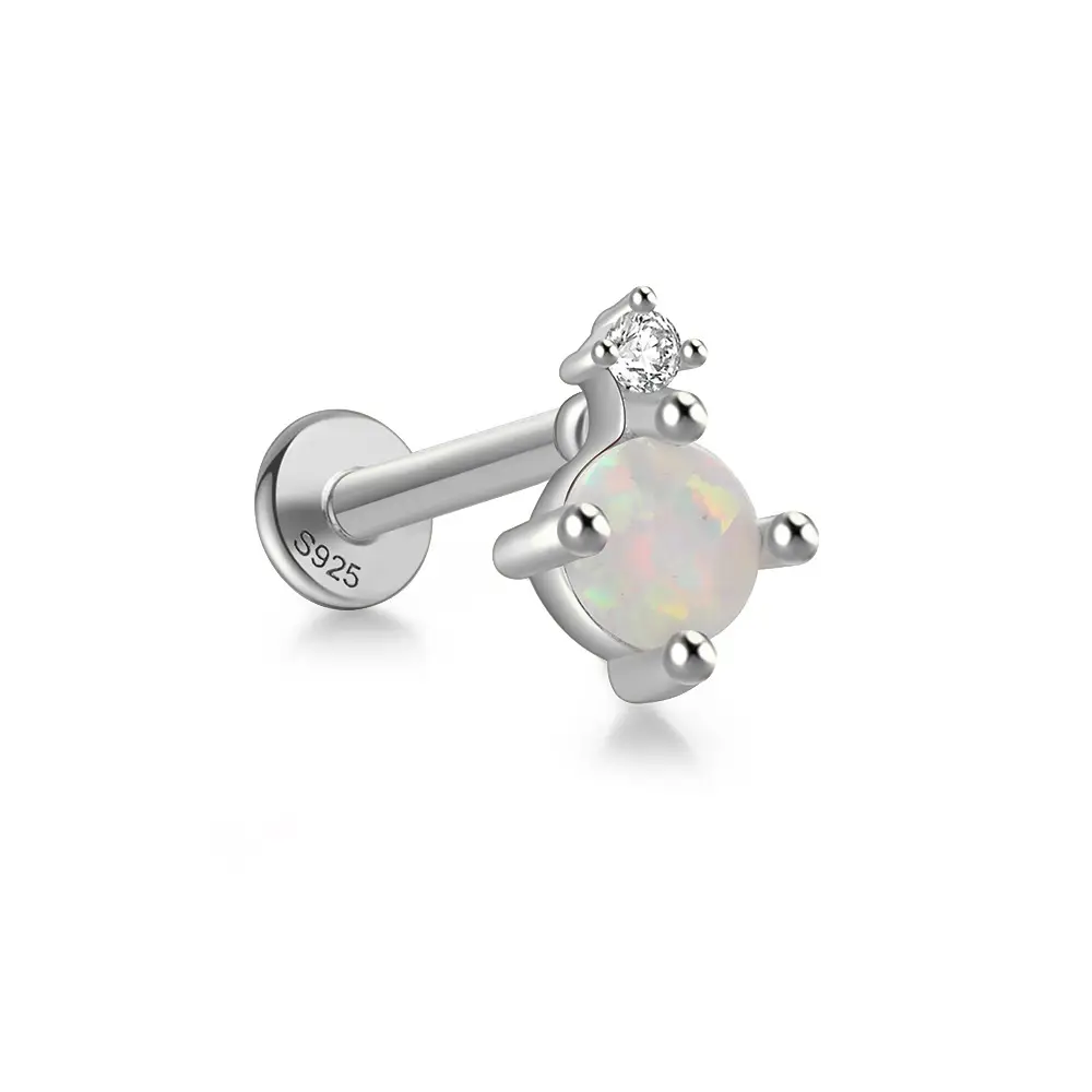 Opal Moissanite Flatback Earring