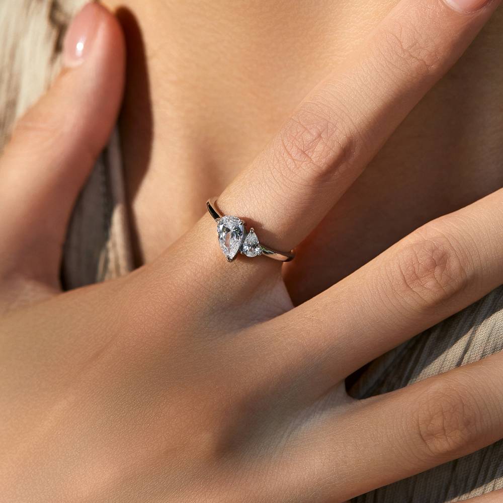 Unique Pear-Cut Moissanite Ring