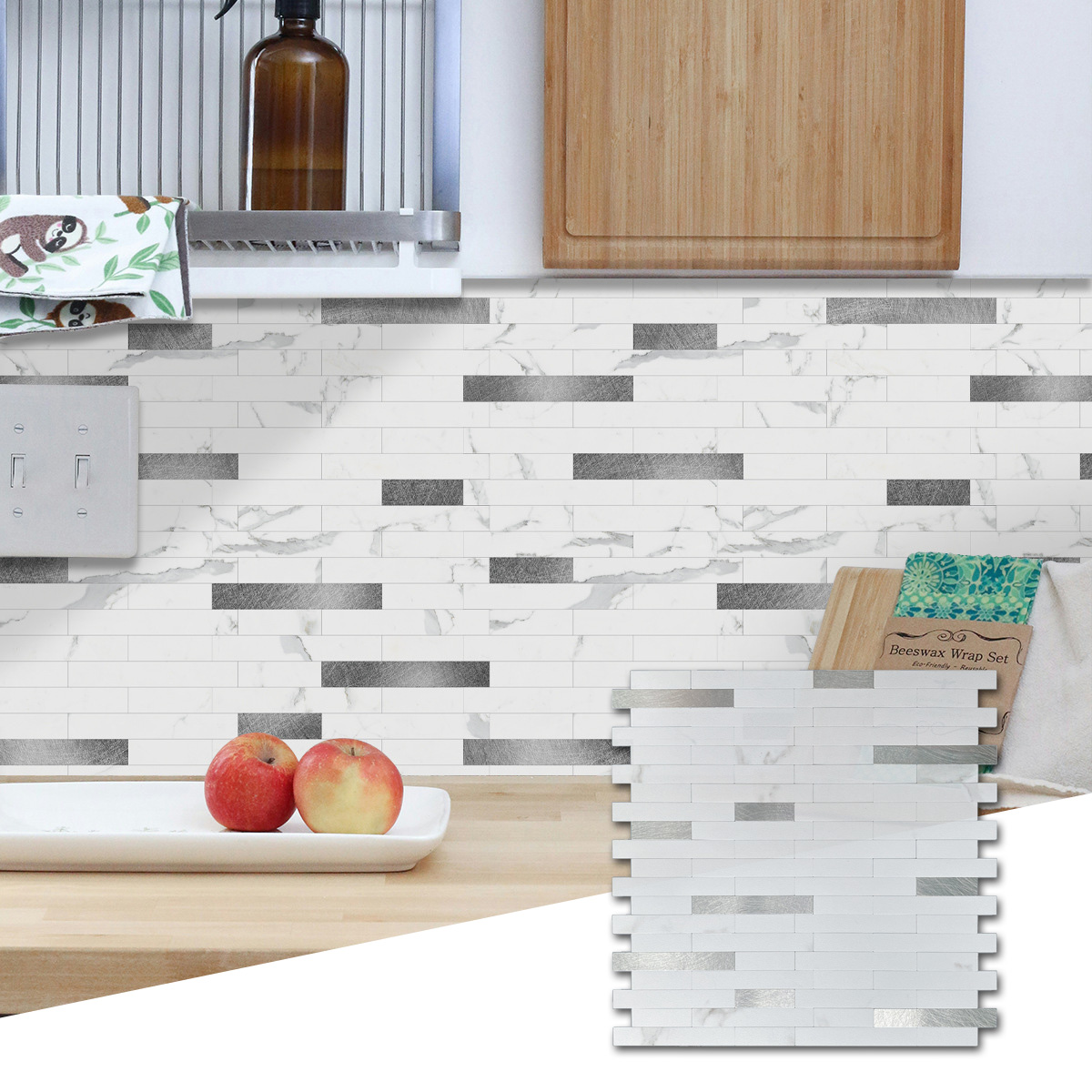 Peel & Stick Backsplash Linear Blend Tile