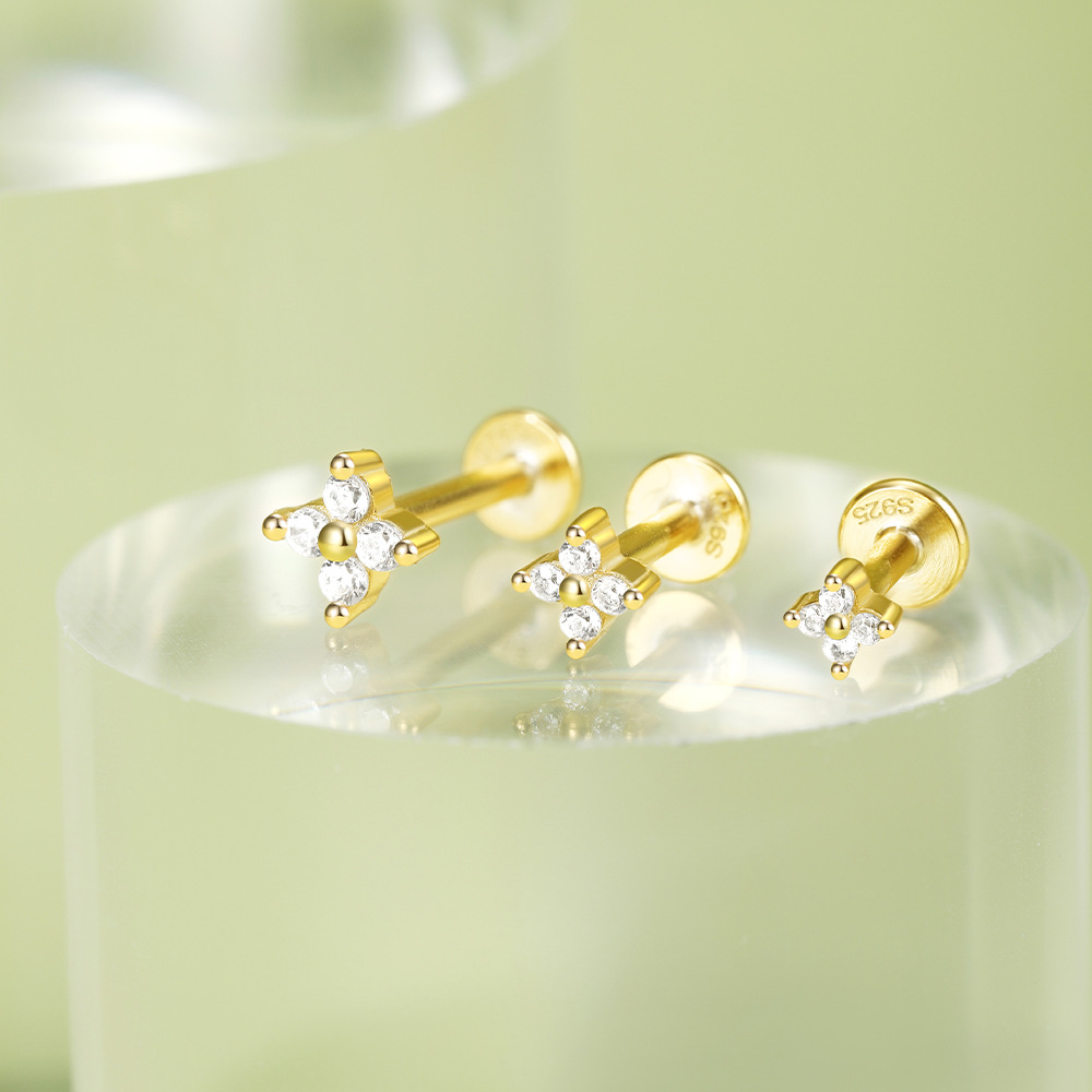 Four Moissanite Flatback Earring