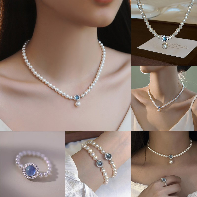 Aquamarine Pearl Set | 925 Sterling Silver