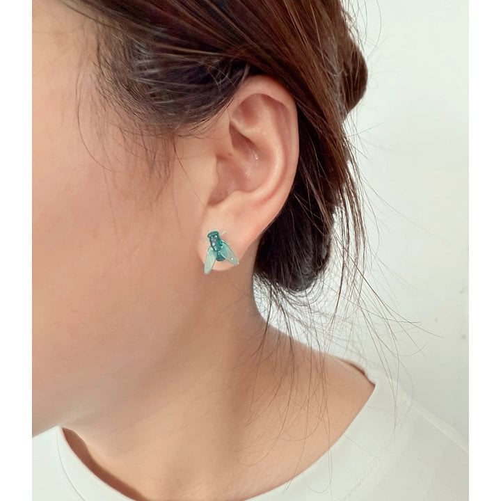 Mini personalized simulated black fly unique earrings