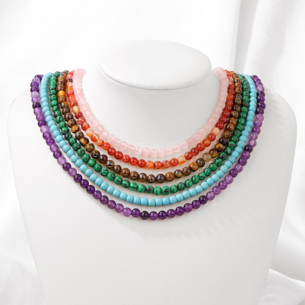 4mm Amethyst Beaded Necklace - Elegant and Stylish Bracelet for Women, Ideal as a Perfect Gift