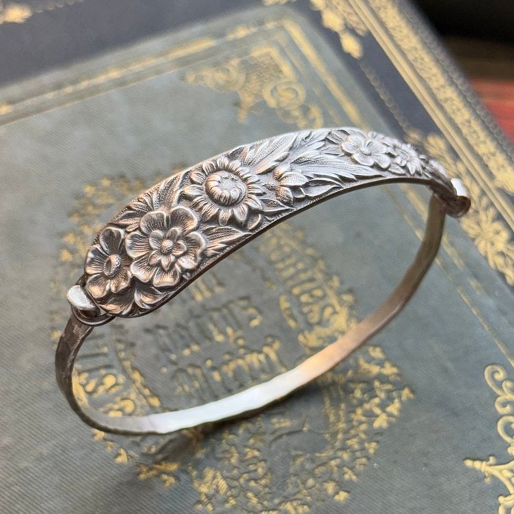 ✨Handmade Sterling Spoon Bangle - Crafted from Authentic Vintage Silverware