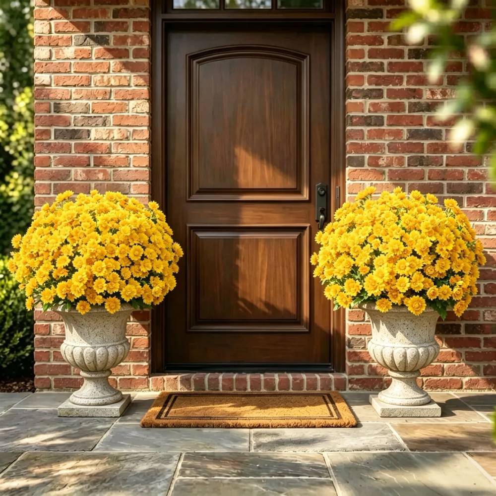 💥Hot Sale 🌼- Artificial Outdoor Sunset Mums Flowers - UV resistant, Waterproof, Windproof
