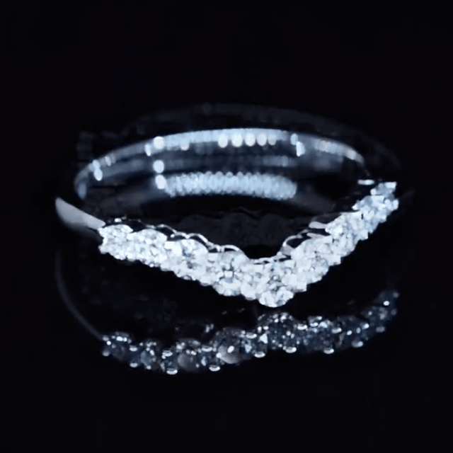 Handcrafted Sparkling V Shape Moissanite Ring