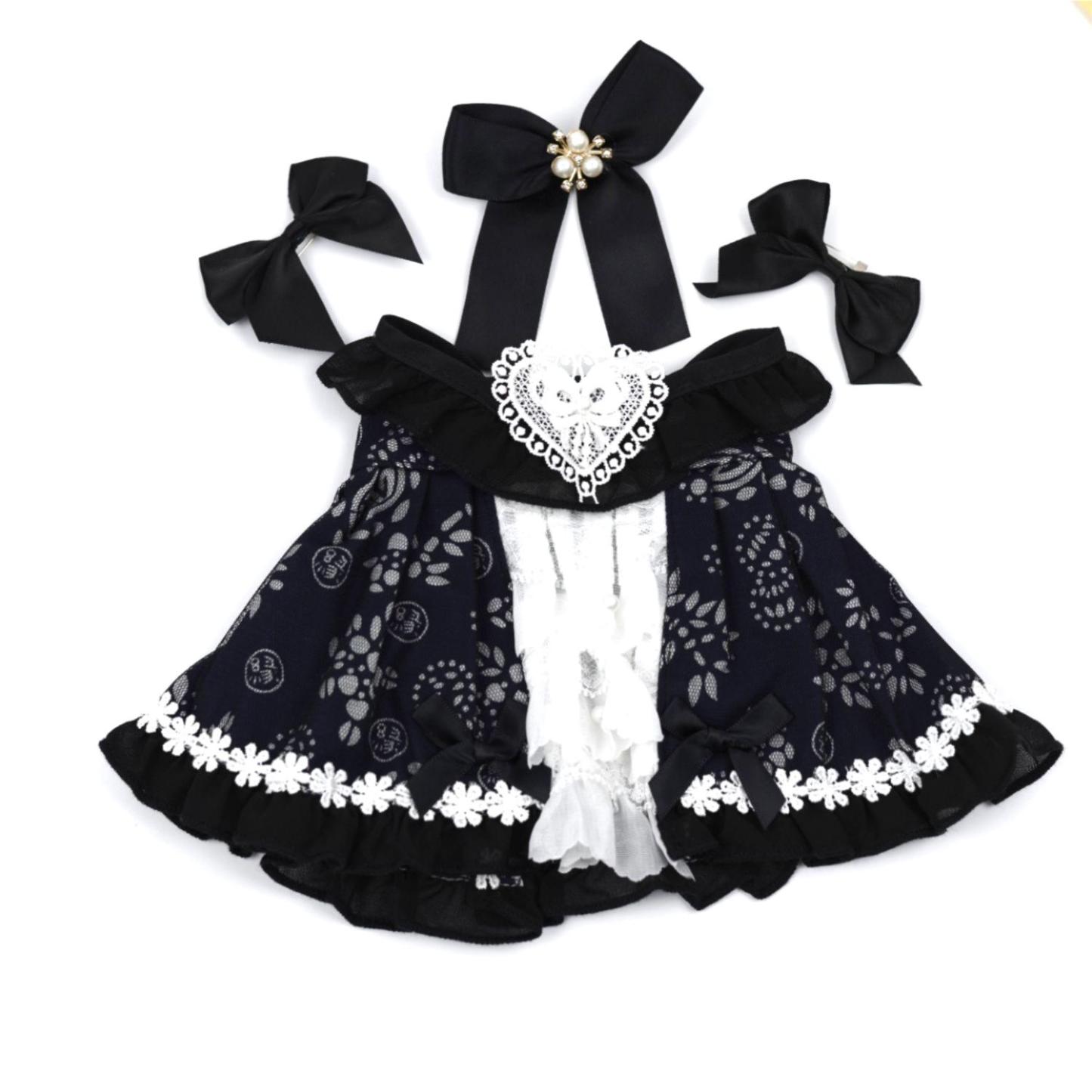 Black Princess Heart Pearl Dress