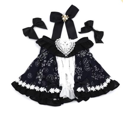 Black Princess Heart Pearl Dress