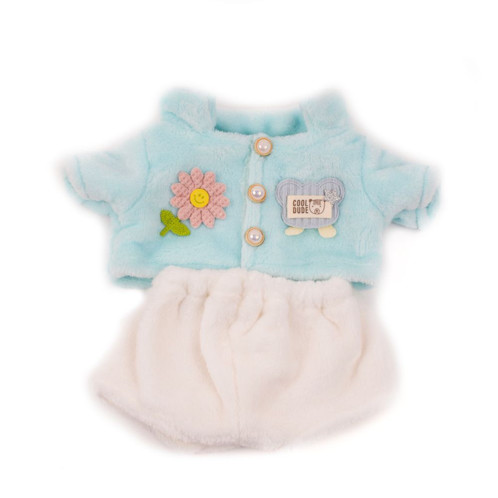 Light Green Furry Jacket With Shorts
