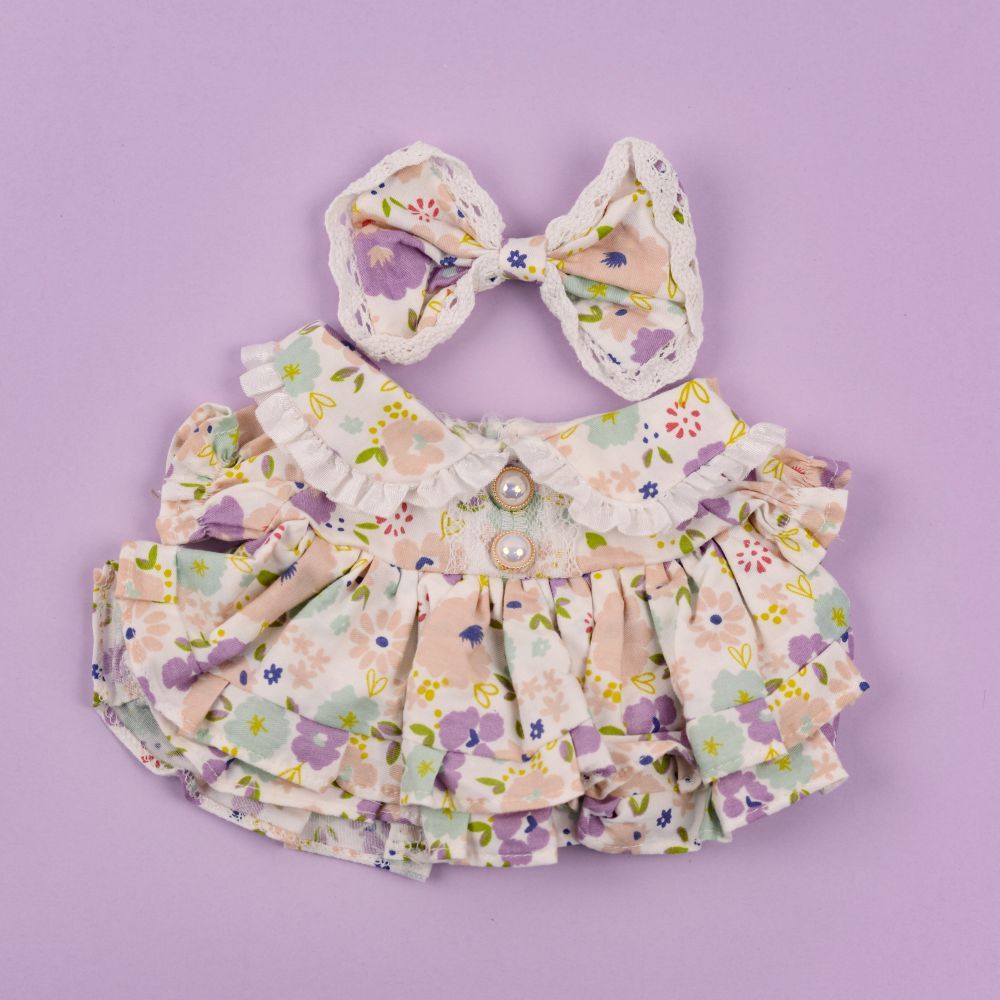 Purple Floral Princess Dress With Hair Clip-Pink Elephant Gift Bundle