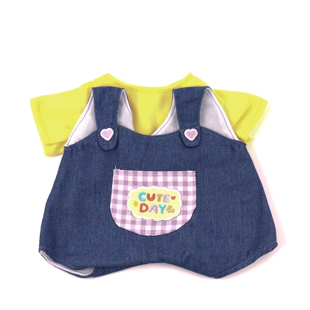 Yellow T-shirt with Denim Cotton Overalls