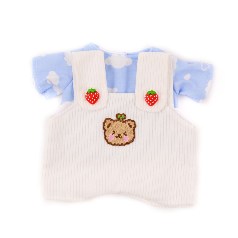 Cloud T-shirt And Strawberry Button Overalls