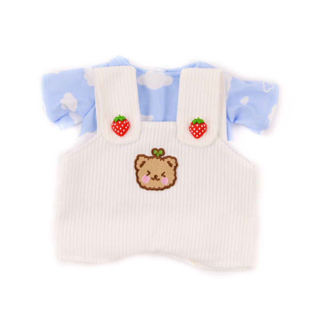 Cloud T-shirt And Strawberry Button Overalls