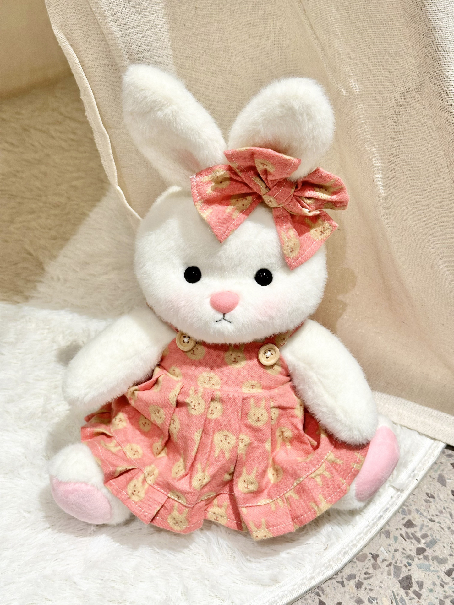 Homeyfriends Cute Jointed Bunny Pink Bunny Overalls Dress Set