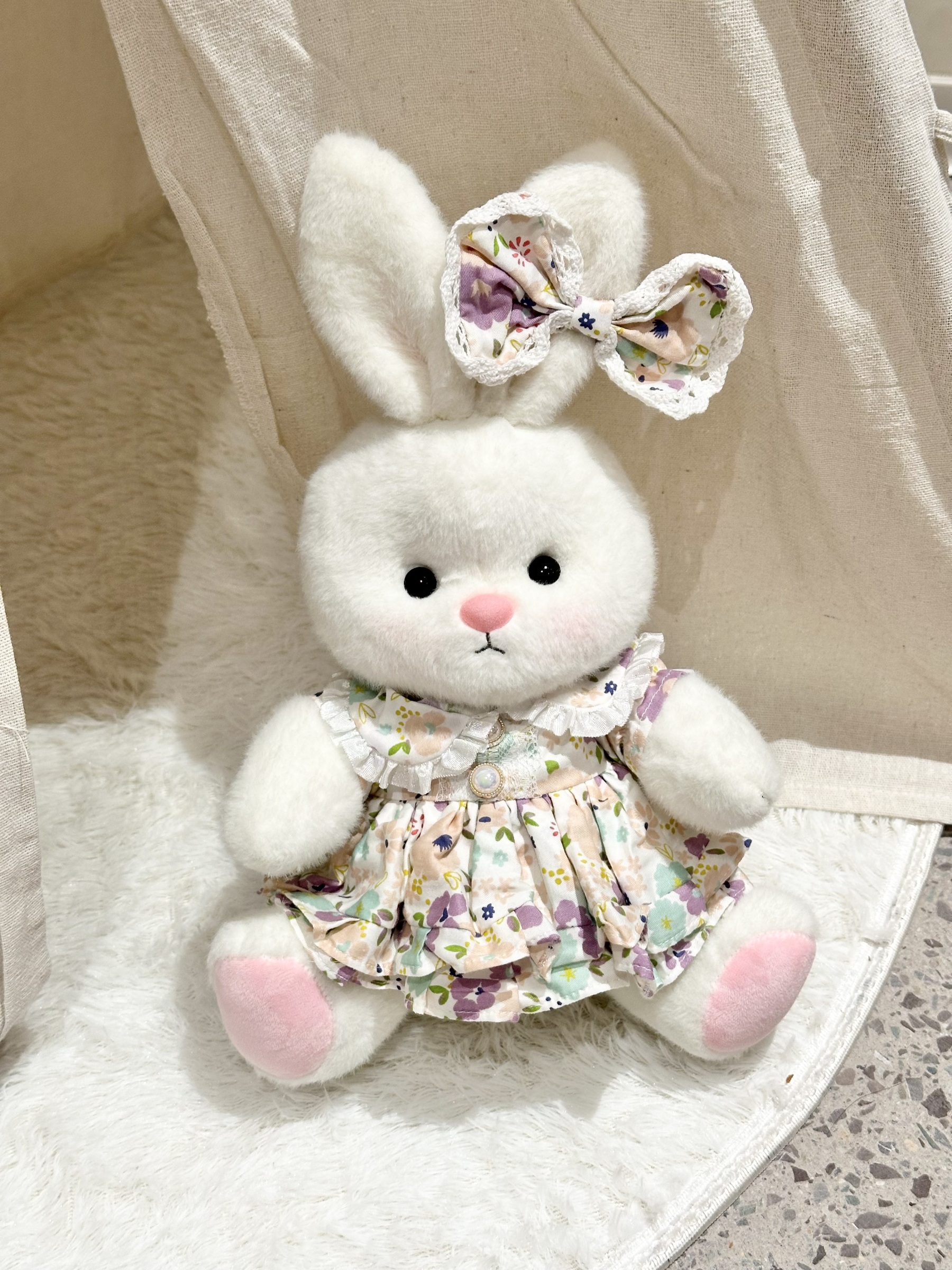 Homeyfriends Cute Jointed Bunny With Purple Floral Princess Dress Outfit