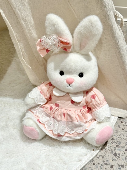 Homeyfriends Cute Jointed Bunny With Pink Heart Dress