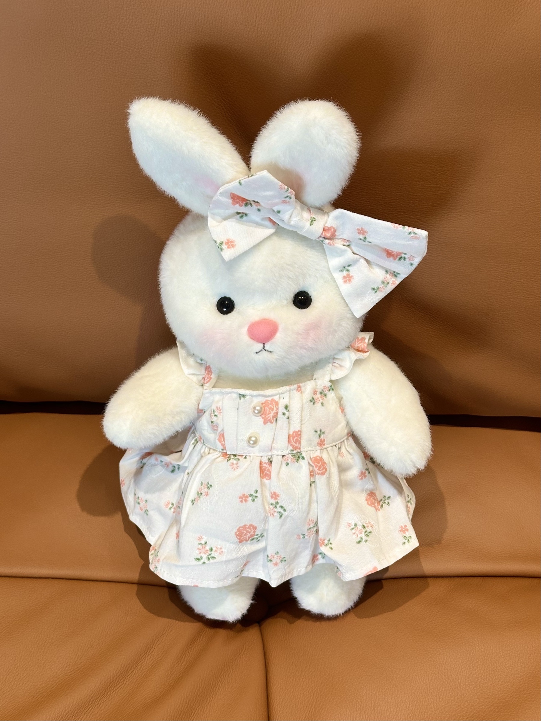 Homeyfriends Cute Jointed Bunny With Pink Floral Pearl Dress Set