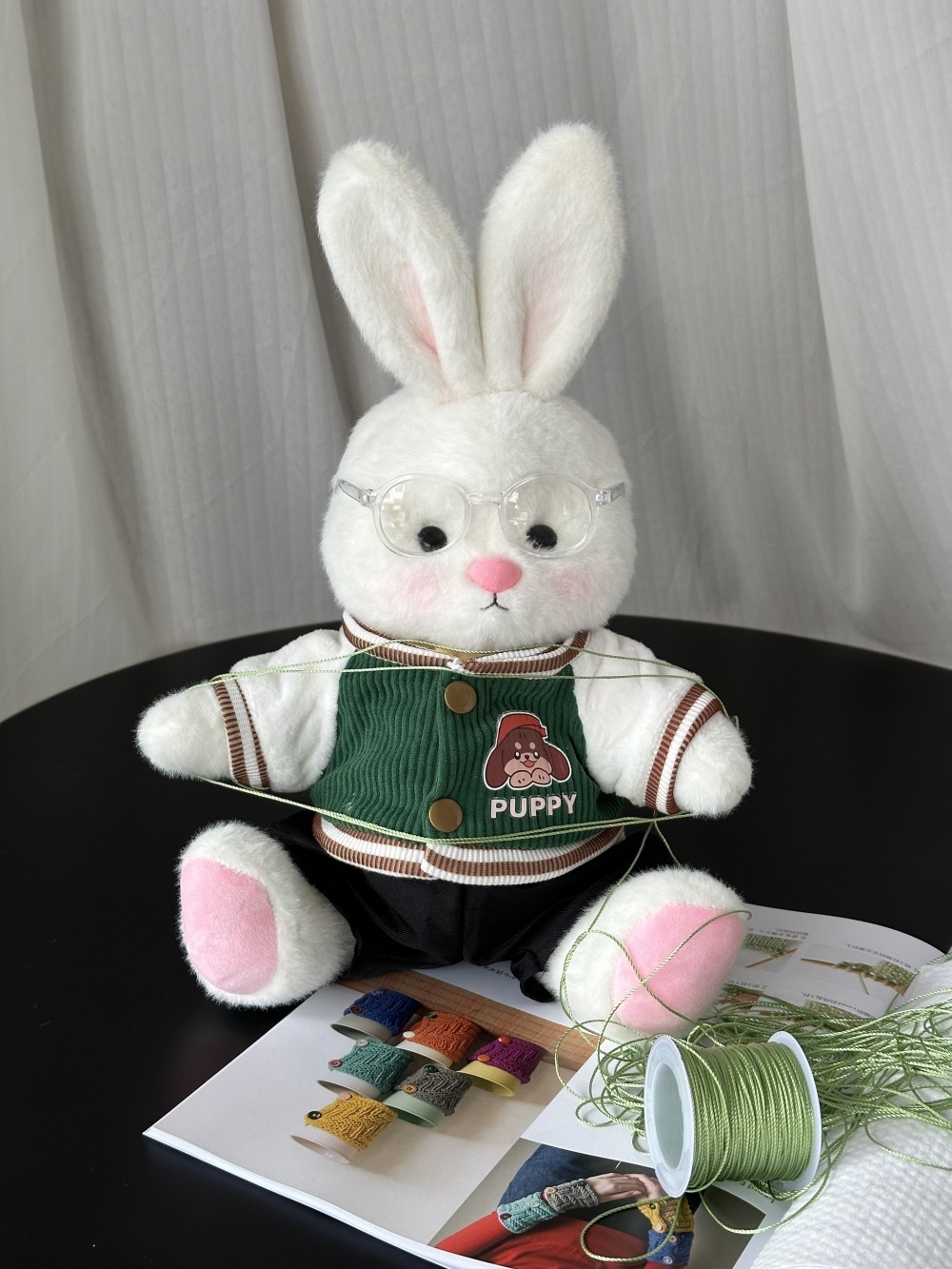 Homeyfriends Cute Jointed Bunny With Green Puppy Jacket
