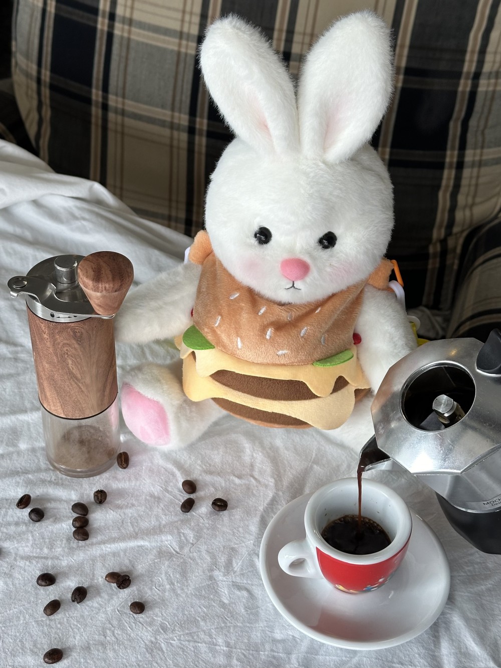 Homeyfriends Cute Jointed Bunny With  ​​Hamburger​​ Overalls