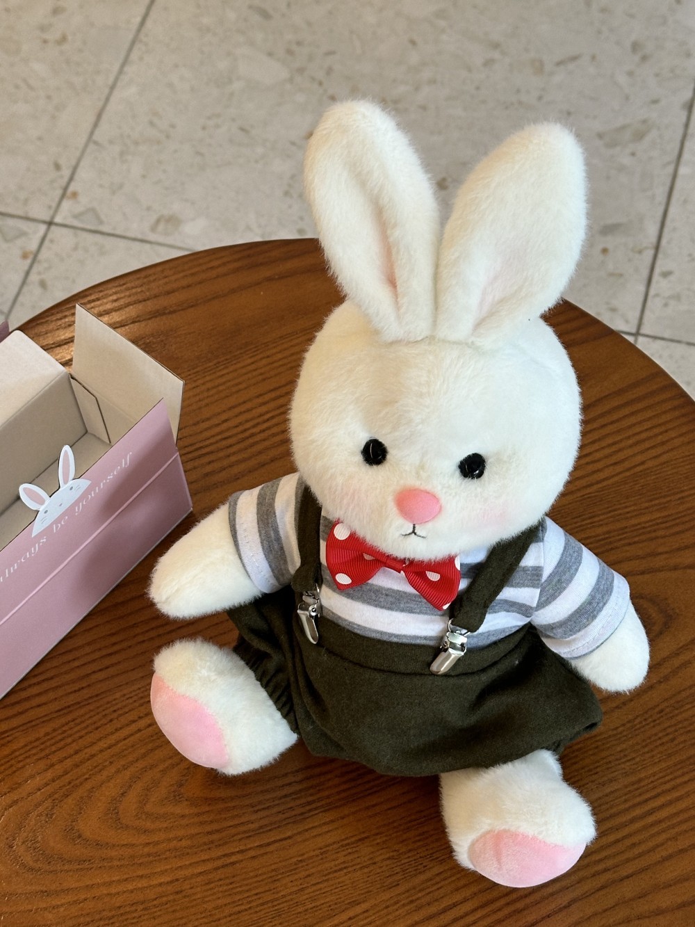Homeyfriends Cute Jointed Bunny With Red Bow Tie Overalls
