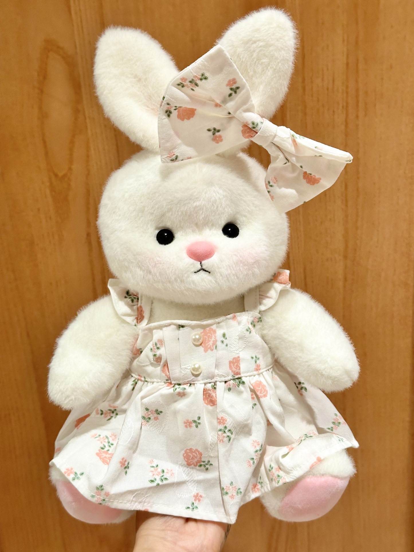 Homeyfriends Cute Jointed Bunny With Pink Floral Pearl Dress Set