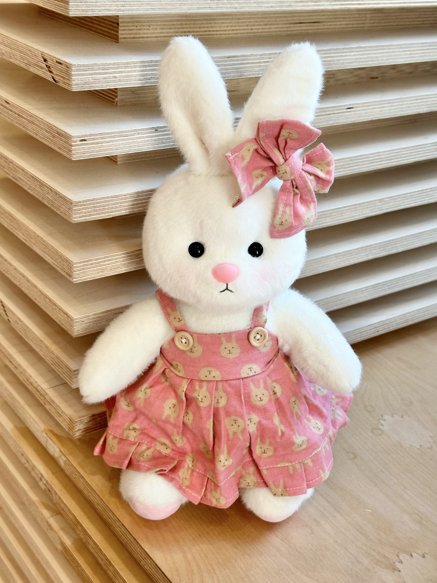 Homeyfriends Cute Jointed Bunny Pink Bunny Overalls Dress Set
