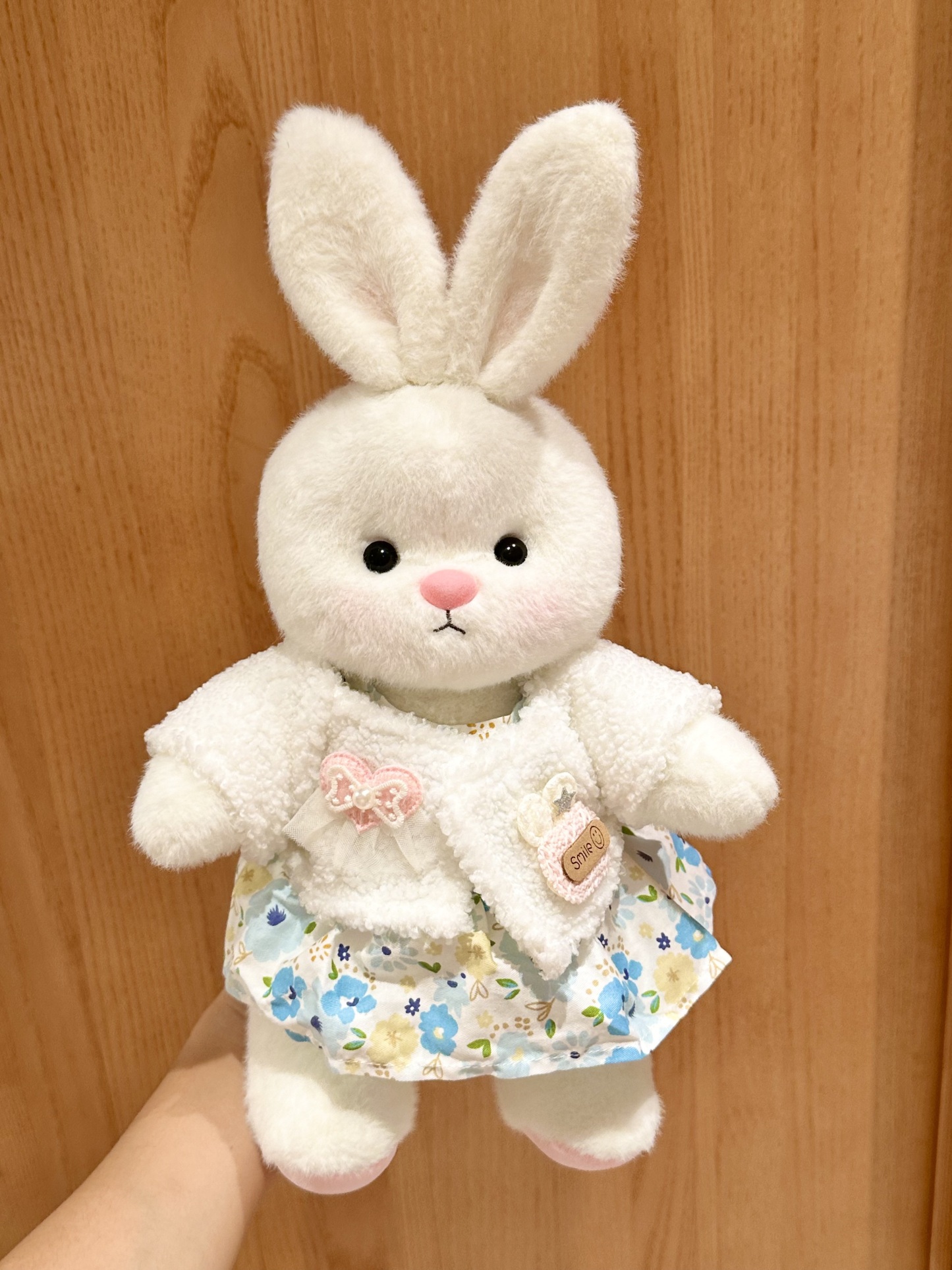 Homeyfriends Cute Jointed Bunny With Furry Jacket And Blue Floral Dress