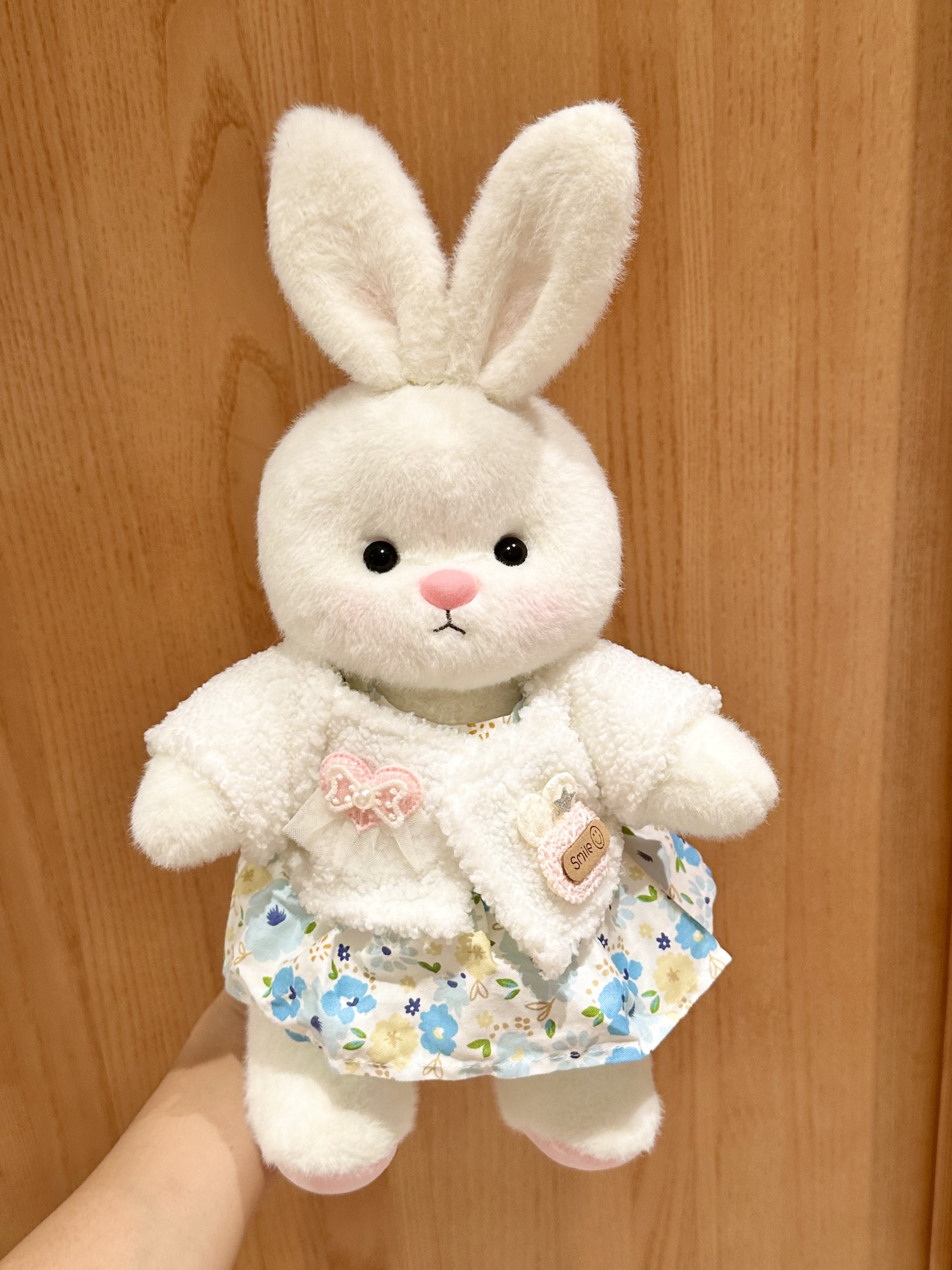Homeyfriends Cute Jointed Bunny With Furry Jacket And Blue Floral Dress