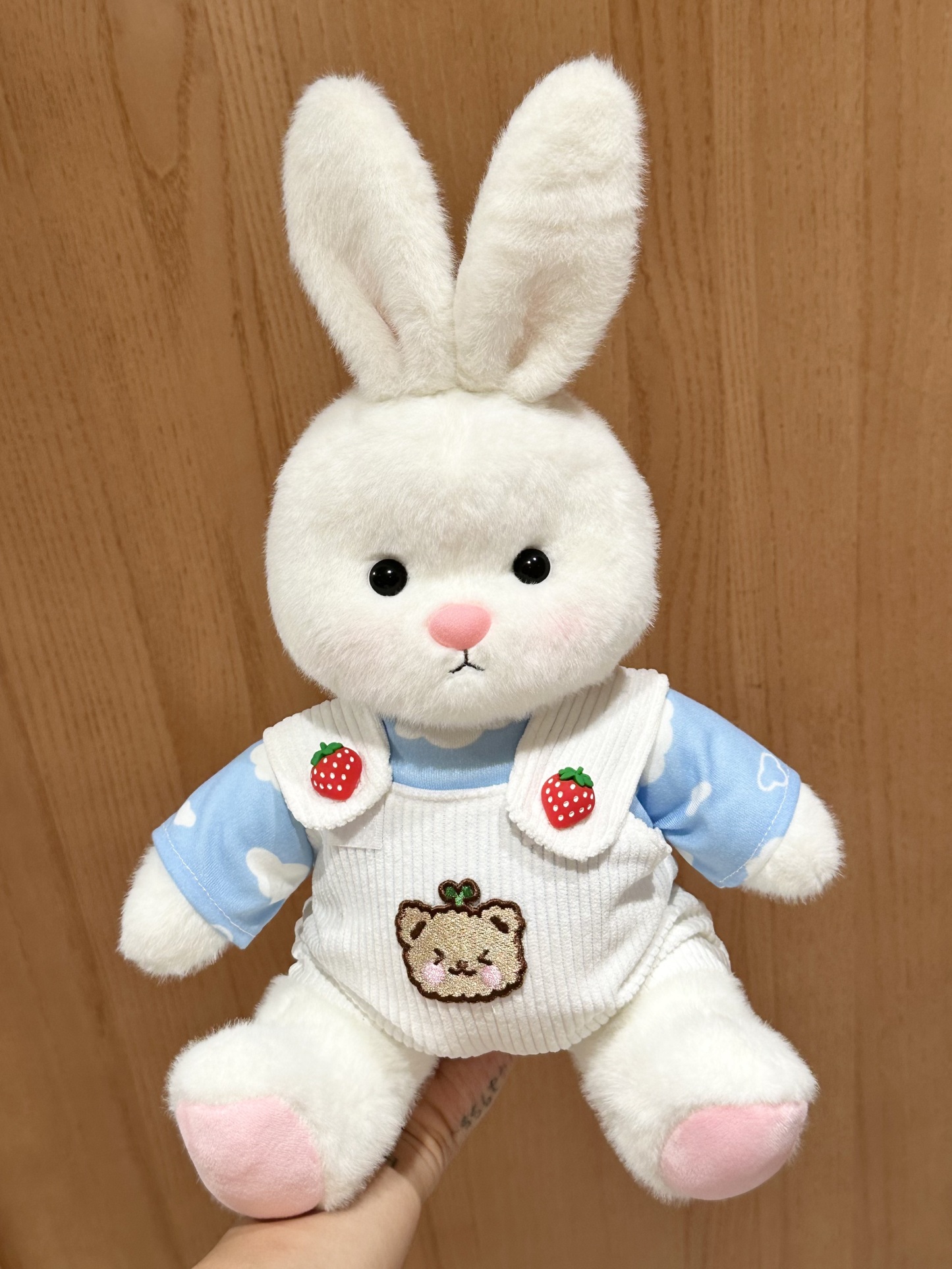 Homeyfriends Cute Jointed Bunny With Cloud T-shirt And Strawberry Button Overalls