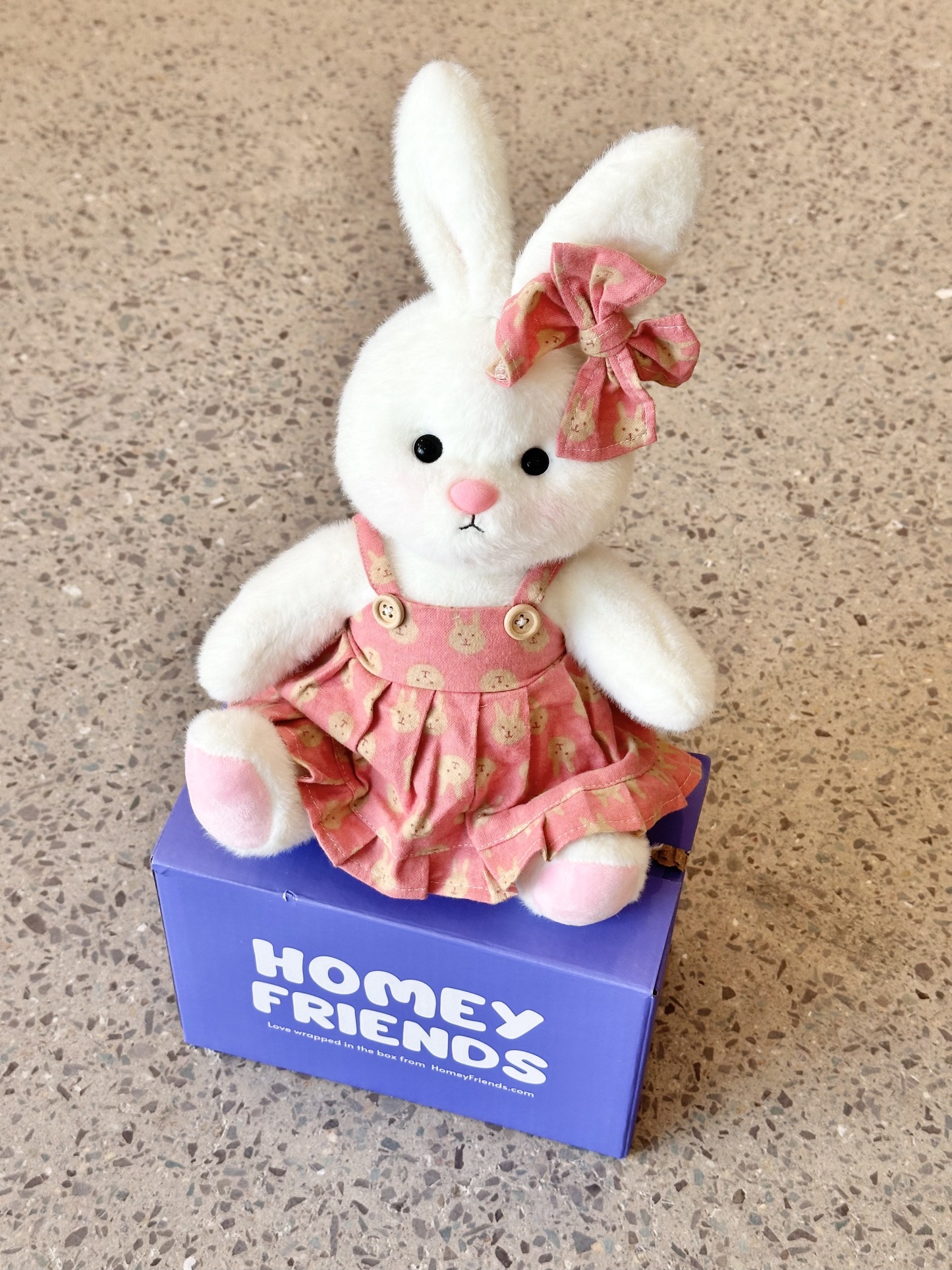 Homeyfriends Cute Jointed Bunny Pink Bunny Overalls Dress Set