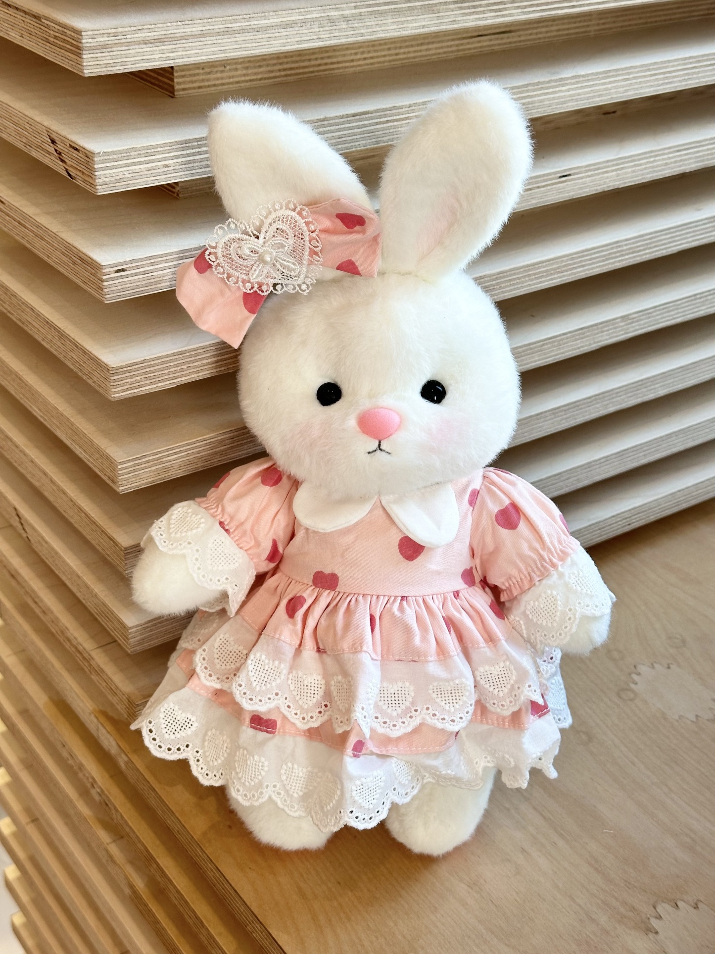 Homeyfriends Cute Jointed Bunny With Pink Heart Dress