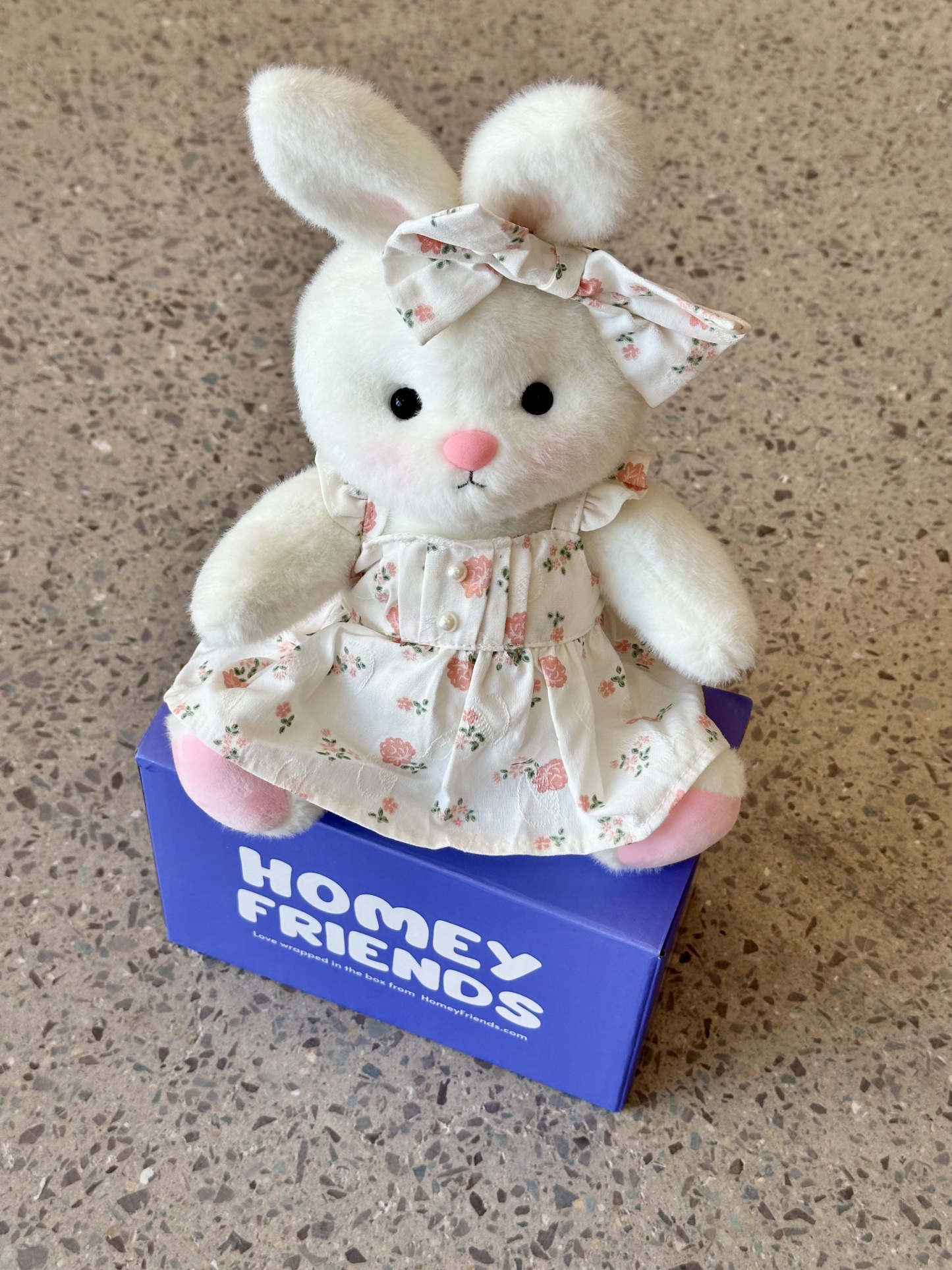 Homeyfriends Cute Jointed Bunny With Pink Floral Pearl Dress Set