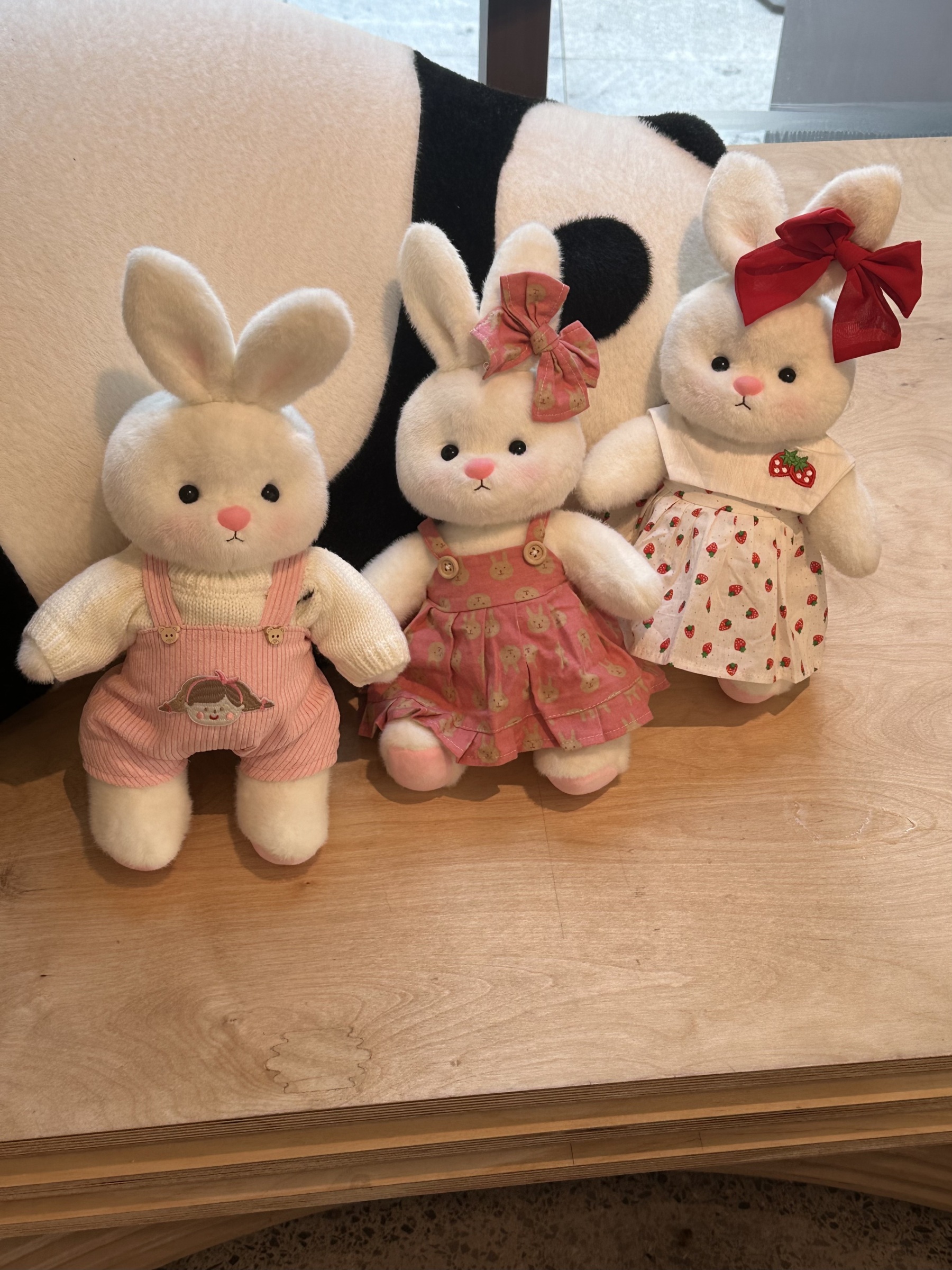 Homeyfriends Cute Jointed Bunny Pink Bunny Overalls Dress Set