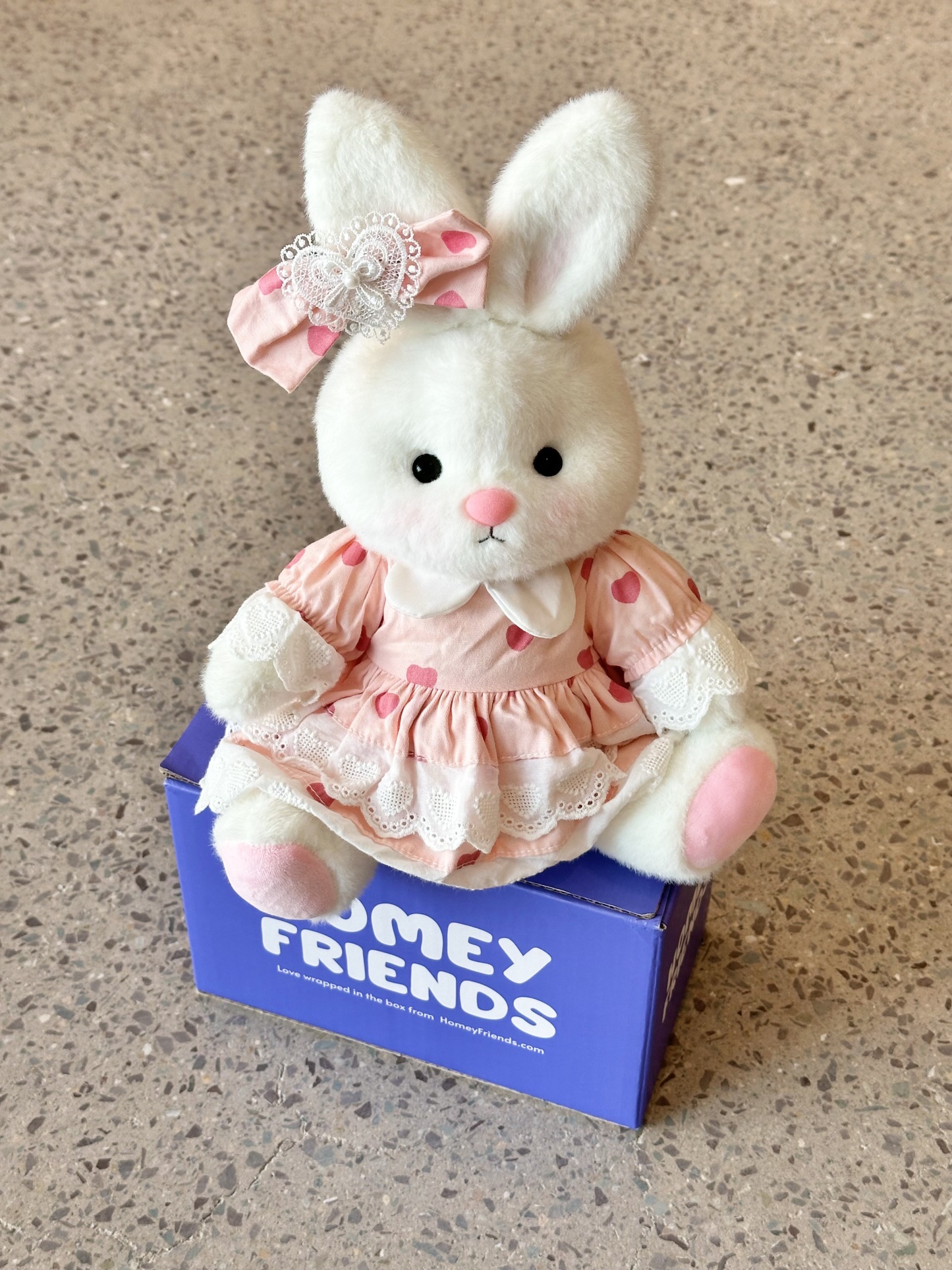Homeyfriends Cute Jointed Bunny With Pink Heart Dress