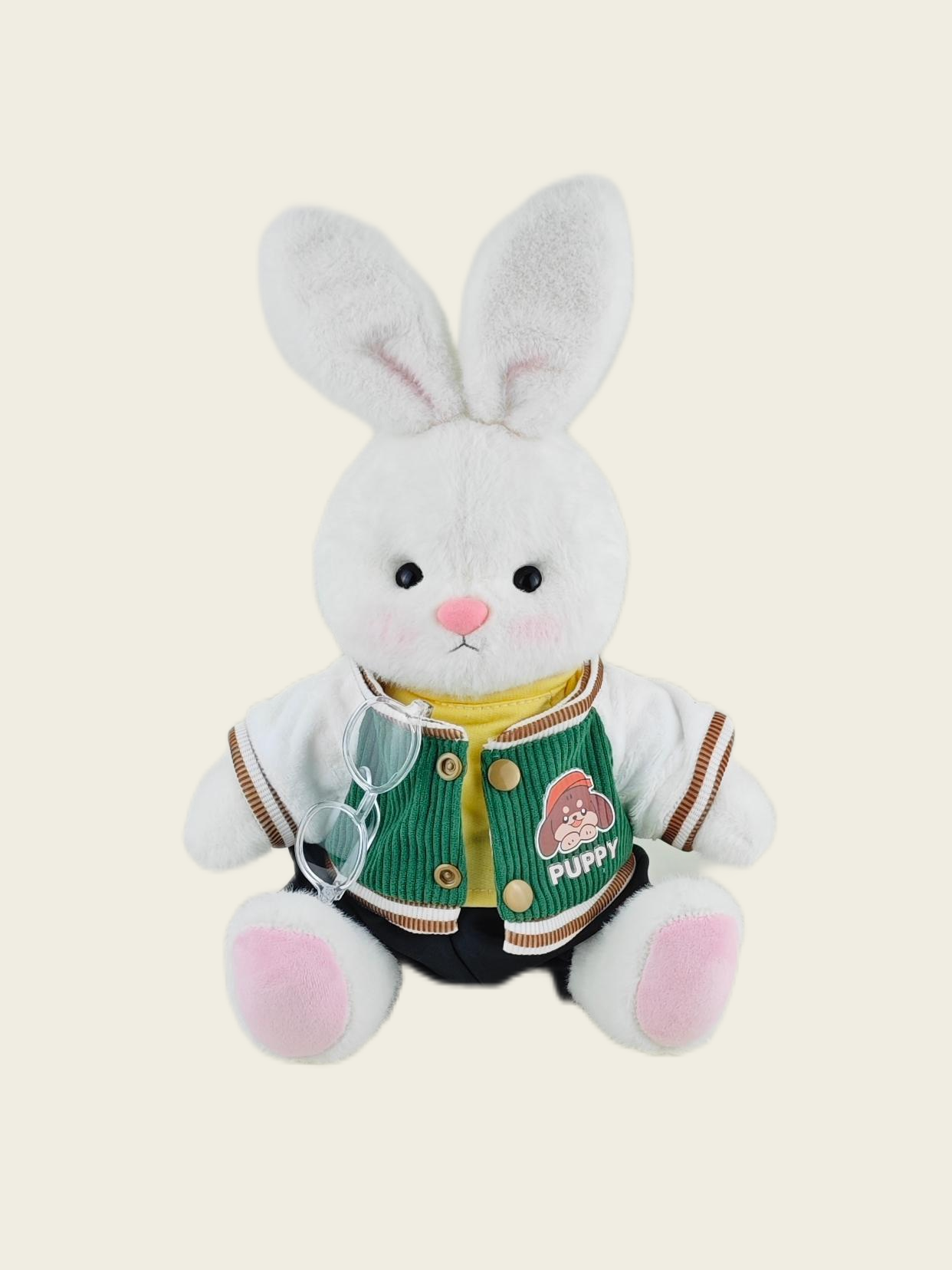 Homeyfriends Cute Jointed Bunny With Green Puppy Jacket